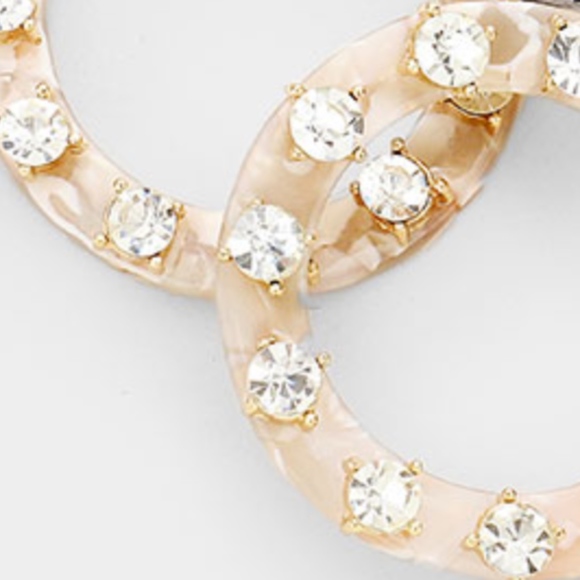 Marjorie Cream Circle Dangle Crystal Earrings Gorg - Picture 7 of 7